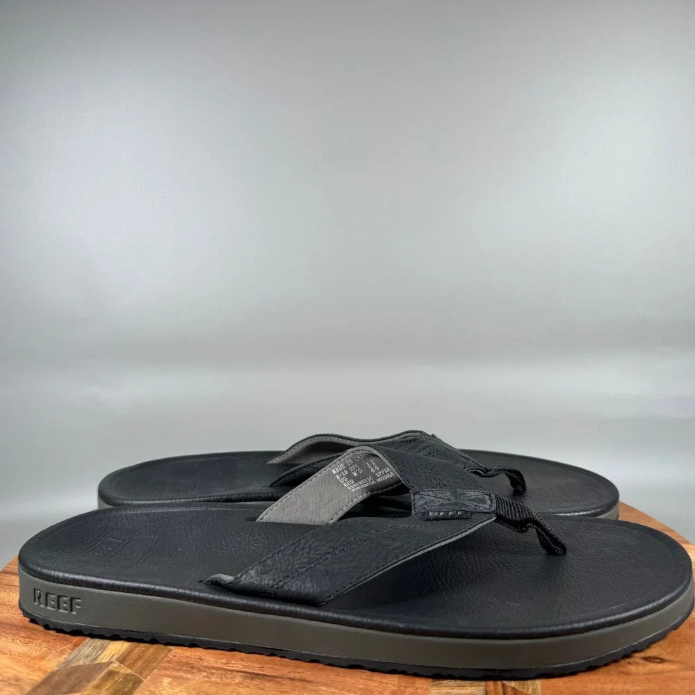 Reef Cushion Bounce Phantom Mens 11 Black Grey Flip Flop Sandals RF0A3FLL B-19